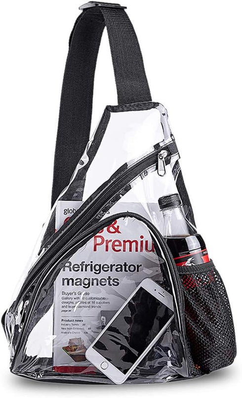 Clear PVC Sling Bag - Stadium Approved Clear Shoulder Crossbody Backpack...