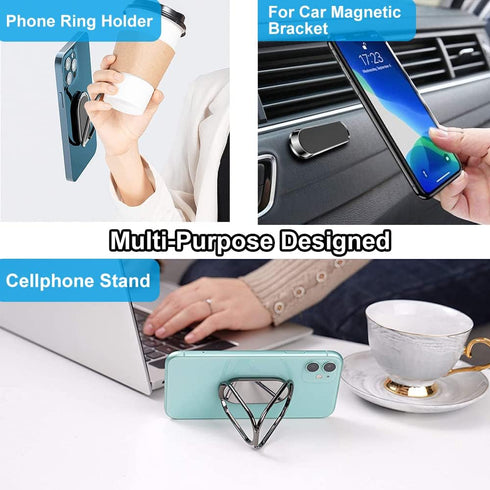 Phone Ring Holder Finger Kickstand, Foldable 360° Rotation Cellphone Grip for Desk, Office Desktop, Cell Phone Stand Compatible with iPhone iPad S...