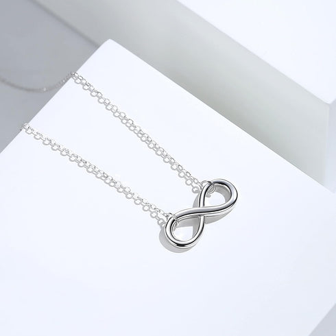 Rhodium Plated 925 Sterling Silver Infinity Necklaces for Women, 18 Inch...
