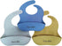 Set of 3 silicone baby bibs | Waterproof, easy to clean, BPA free, soft and adjustable | Nice combination of beige, grey and ochre colors...