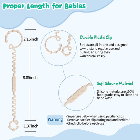 Babygoal Silicone Pacifier Clips 4 Pack,2pcs Pacifier Holder Clip with 2pcs Toy Strap Chain for Baby Boy Girl Fits All Pacifier,Binky,Teething Toy...