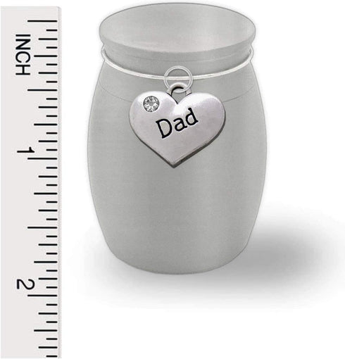 Small Miniature Size Dad Father Memorial Cremains Holder Container Jar Vial Brushed Stainless Steel Cremation Funeral Urn 1 1/2" Tall...