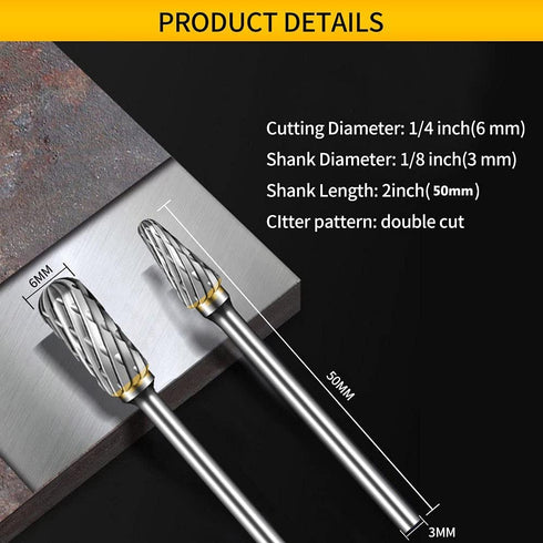 Carbide Burr Set Compatible with Dremel Rotary Tool 10Pcs Die Grinder Bits Rotary File Rasp with 1/8" Shank Tool Accessories for Attachments Cutti...