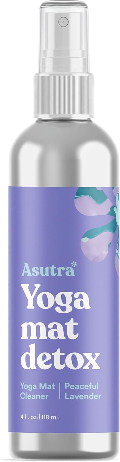 ASUTRA Yoga Mat Cleaner Spray (Peaceful Lavender - Aluminum Bottle), 4 fl oz - No Slippery Residue, Organic Essential Oils, Deep-Cleansing for Fit...