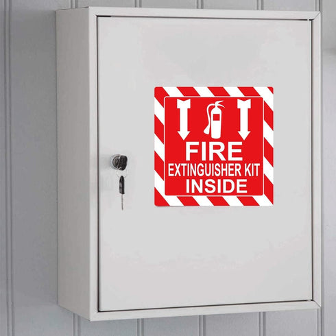 Green First Aid Kit Inside Red Fire Extinguisher Inside Stickers 4 Inch Safety Sign-Adhesive First Aid Kit Sign Decals UV Resistant 8 Pcs Industri...