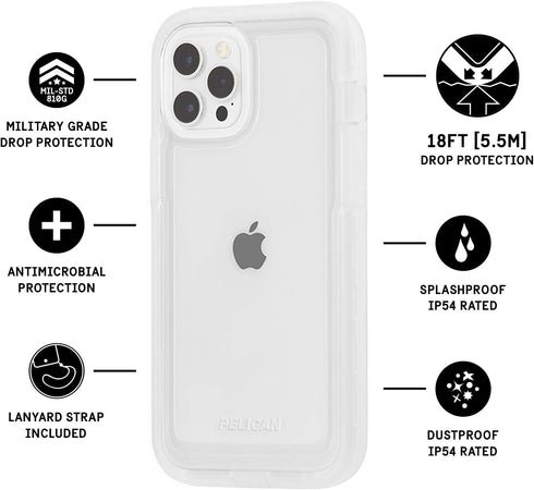 Pelican - MARINE ACTIVE Series - Case for iPhone 12 Pro Max (5G) - 18 ft Drop Protection - Lanyard Strap - 6.7 Inch - Clear...