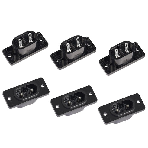 PNGKNYOCN IEC320 C8 2-Pin Male Plug Power Socket Connector AC 250V 2.5A Screw Mount Adapter ?6-Pack?...
