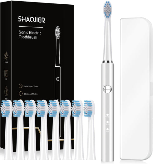 electric toothbrush, with 8 replacement brush heads and 1 travel box,sonic toothbrush for Adults and Kids,Portable rechargeable toothbrush for tra...