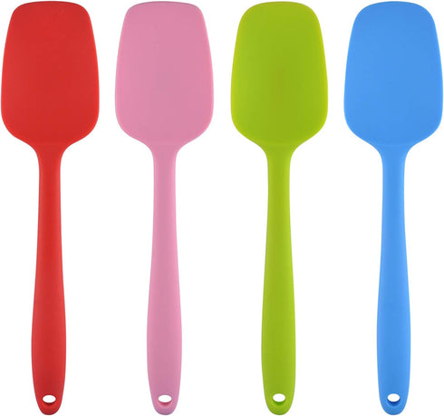 Silicone Spatulas, 10.6 inch Rubber Spoon Spatula Heat Resistant One Piece Design Seamless Non-Stick Spoonulas Flexible Scrapers Baking Mixing Too...