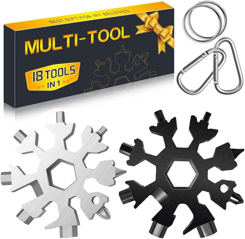 Stocking Stuffers for Men Dad Gifts, Multi Tool 2 Pack 18 in 1 Snowflake Hand Tools Christmas Xmas Gifts for Men and Women Outdoors Camping Portab...