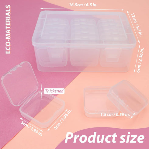 Bead Organizers Box, Plastic Storage Cases Mini Clear Bead Storage Containers Transparent Boxes with Hinged Lid and Rectangle Clear Craft Case...