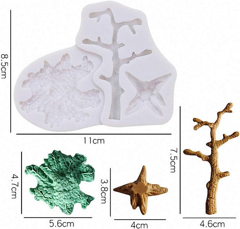 3Pcs/Set Forest Animal Silicone Fondant Molds Squirrel Chocolate Candy Mould Lumberjack Woodland Stump Pine Cones Wooden Tree Trunk Polymer Clay M...