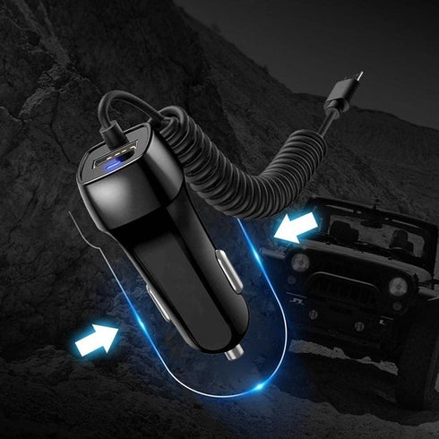 BoxWave Car Charger Compatible with Unihertz Titan - Car Charger Plus, Car Charger Extra USB Port with Integrated Cable - Black......