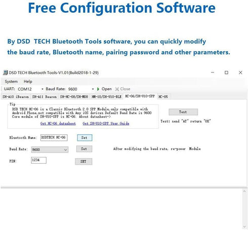 HiLetgo 2pcs HC-06 RS232 4 Pin Wireless Bluetooth Serial RF Transceiver Module Bi-Directional Serial Channel Slave Mode for Arduino......