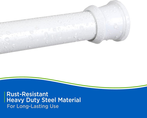 Kenney KN609C/10 Twist & Fit No Tools Camlock Tension Easy Install Shower Curtain Rod with Non-Slip, Non-Scratch Ends, 42-72" Adjustable Length, W...