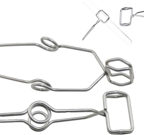 4PCS 142mm Length Laboratory Test Tube Clamps Test Tube Holder Laboratory Rack Clamp Silver Stainless Steel Spring Test Tube Clamp Fit Standard Te...