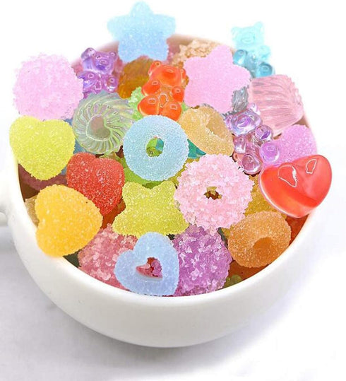 50 Pcs Jelly Sugar Soft Candy Slime Charms Easter DIY Craft Making Resin Jewery Making Kit, Resin Flatback Slime Beads Making Supplies for DIY Scr...
