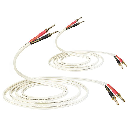 2 Pack 14 AWG OFC Speaker Cable with Pin Banana Plugs, Craft-made HiFi 1.5m/4.9Ft White Square Speaker Wire With Gold-plated Banana Plugs, Speaker...