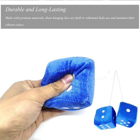 Stylish Car Dice Fuzzy - Retro Fuzzy Dice for Rear View Mirror, Premium Quality Hanging Dice for Car Mirror Decoration - Express Your Unique Style...