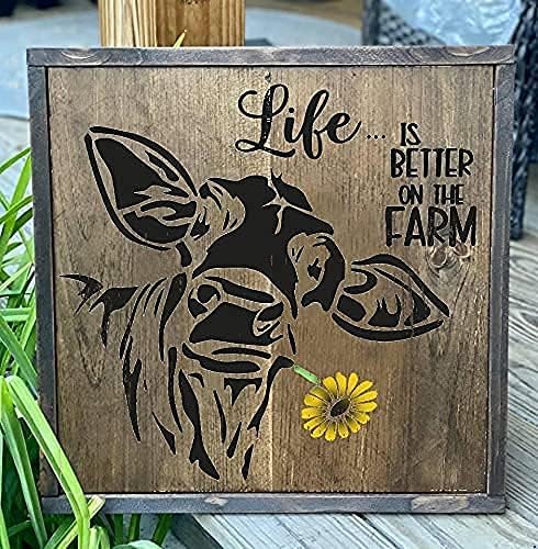DLY LIFESTYLE Large Cow Stencil (12x12) - Reusable Country Cow Stencil for Painting on Wood, Canvas, Walls - Farmhouse Stencils for Crafts & Templ...