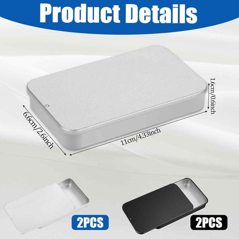 4 PCS Mini Metal Tin Box, Metal Slide Top Tin Containers, Containers Portable Box, Small Storage Container Kit with Lid for Storage Candies Jewelr...