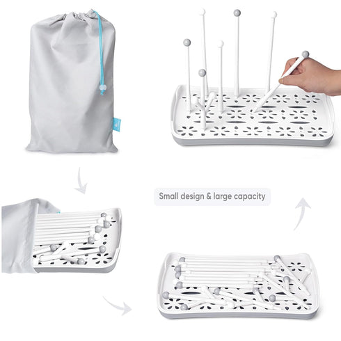 Baby Bottle Drying Rack with Tray, Termichy High Capacity Bottle Dryer Holder for Bottles, Teats, Cups, Pump Parts and Accessories, Gray...