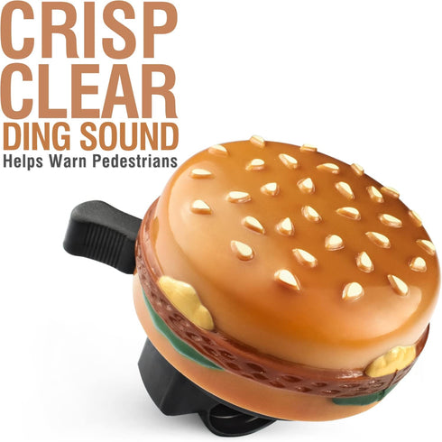 MARQUE Hamburger Bike Bell – Bicycle Bell for Most Bikes, Also Fit Balance Bike and Scooter, Must Have Cycling Accessory...