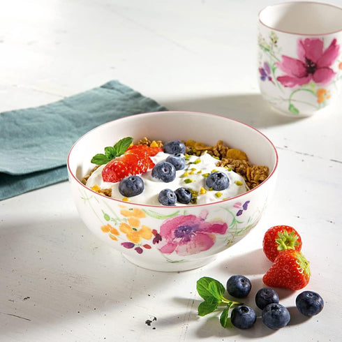 Villeroy & Boch Mariefleur Basic French Rice Bowl, 25 oz, Premium Porcelain, White/Multicolored...