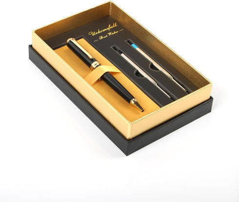 Stunning Ballpoint Pen with 24K Gold Trim, Switzerland Tip Point with Refills, Luxury Ball Point Pen Gift Set for Men Women, Nice Writing Pens for...