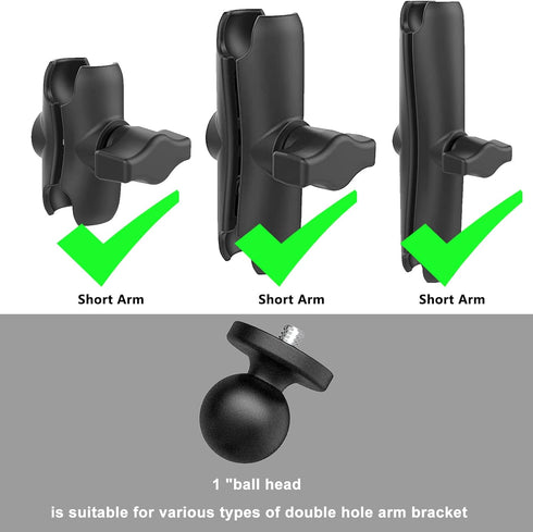 1" Ball Mount Adapter for Insta360 One X2, X, One R, RS, GO 2, GoPro Hero, Compatible with RAM Ball Head Mounts B Size Double Socket Arm...