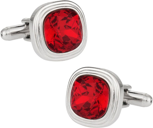 Cuff-Daddy Siam Red Crystal Cufflinks with Presentation Jewelry Gift Box Shirt Unique Fashion Cufflinks for Men Boyfriend Birthdays...