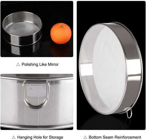 Flour Sieve Fine Mesh, 10" Stainless Steel 60 Mesh Round Flour Sifter for Baking Cake Bread...