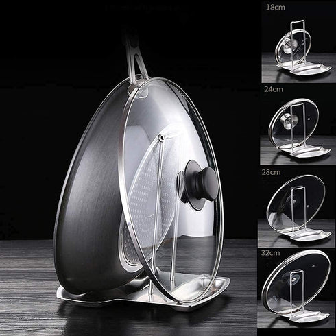 Kitchen Pan Lid Holder for Pots and Spoon Rest Stainless Steel Cookware Organizer Desktop Uncluttered Solution (Lid &Spoon Rest)...