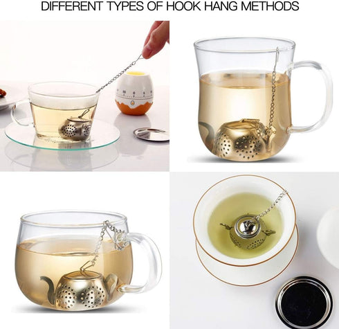4Pcs Tea Balls for Loose Leaf, Stainless Steel Tea Infusers for Loose Tea, Tea Strainers with Chain Hook and Saucer (Silver)...