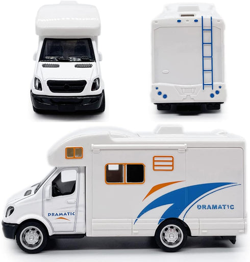 Toy Camper RV Trailer Towing Supercar Sports Model Car Diecast Motorhome Toys for Boys Pull Back Toy Cars, Beach Sandbox Outdoor Adventure Play Se...