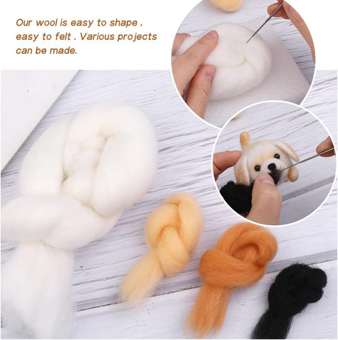 QMNNMA Needle Felting Kit for Beginners, DIY Wool Felt Materials Set, Animals Needle Felting Supplies and Instruction for Needle Felting Craft Pro...