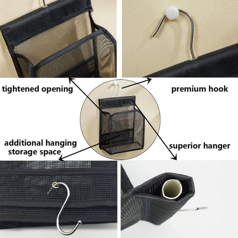 ALYER Hanging Mesh Shower Caddy Organizer Bathroom Storage Bag with Hooks for College Dorm, Gym, Swimming,RV and Travel,Black...