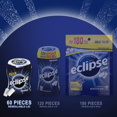 ECLIPSE Gum Winterfrost Sugarfree Chewing Gum, Bulk, 2.9-Ounce 60 Piece Bottle (4 Bottles)...
