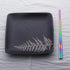 PAPER & QUARTZ Holographic Iridescent Rainbow Kitchen Utensil Chopsticks in Stainless Steel...