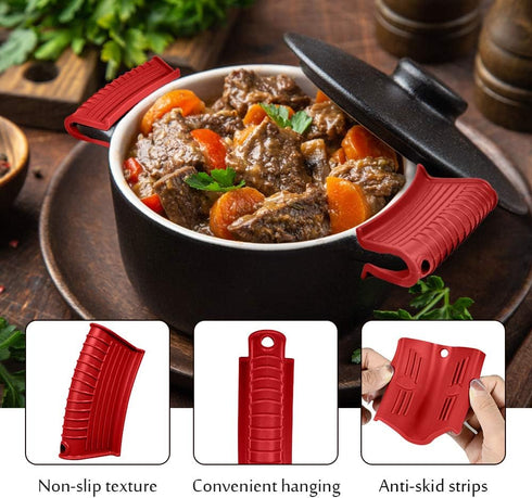 Silicone Assist Handle Holder, Hot Skillet Handle Covers Pot Grip Handle Sleeve Cast Iron Skillets Non-Slip Heat Resistant Pan Grip Cover for Cast...