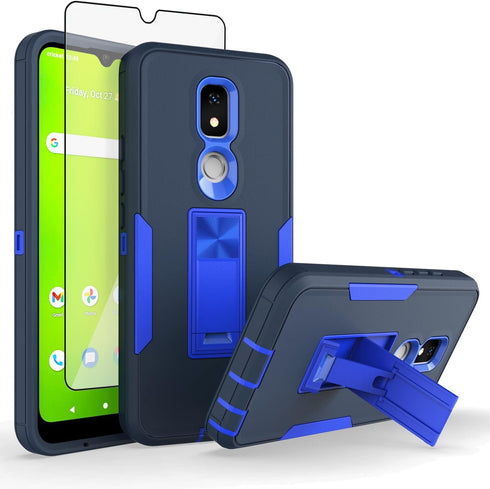 Asuwish Phone Case for Cricket Icon 3/Splendor/At&t Motivate 2 with Tempered Glass Screen Protector Cover and Slim Stand Hybrid Rugged Kickstand B...