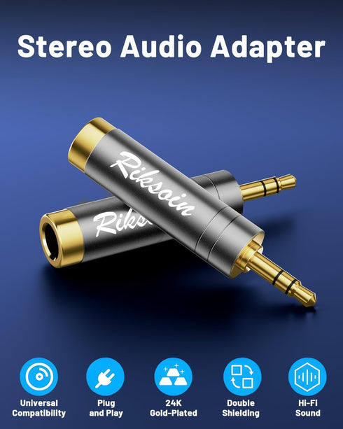 1/4'' to 3.5mm Stereo Pure Copper Headphone Adapter,3.5mm(1/8'') Plug Male to 6.35mm (1/4'') Jack Female Stereo Adapte for Headphone, Amp, Adapte,...