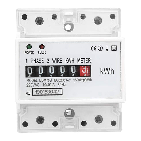 Electric Meter, KWh Meter, Single Phase 4P LED DIN-rail Electricity Power Consumption Wattmeter Energy Meter, 10-40A...