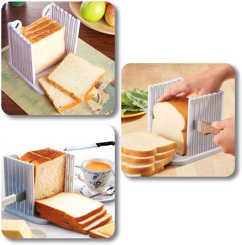 Bread Slicer Adjustable Bread Cutter Foldable Toast Slicer?Bread Slicing Adjustable Toast Slicer Toast Cutting Guide for Homemade Bread Kitchen Ba...