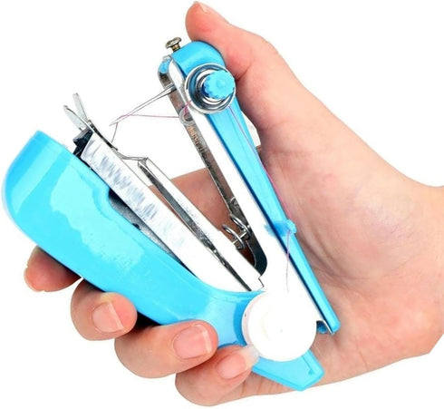 Blue Handheld Sewing Machine - Portable Mini Manual Sewing Machine - Mini Sewer Machine - Hand Stitcher Sewing Machine - Needlework Tool Arts, Cra...