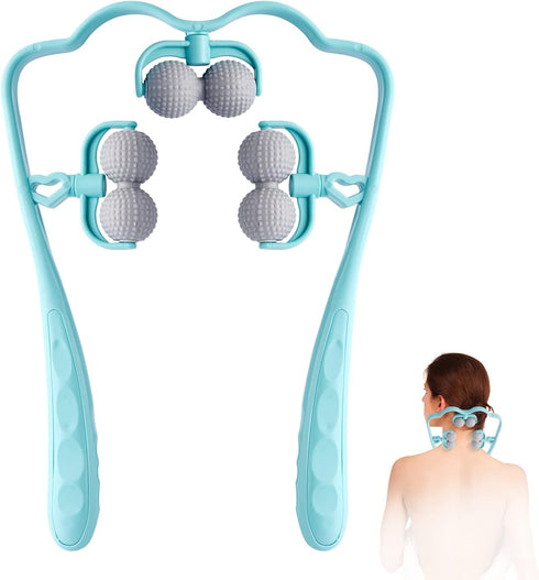Abnaok Neck Massager, Upgrade Neck Roller for Pain Relief Deep Tissue, Trigger Point Roller Massager with 6 Wheels, Handheld Shiatsu Shoulder Mass...