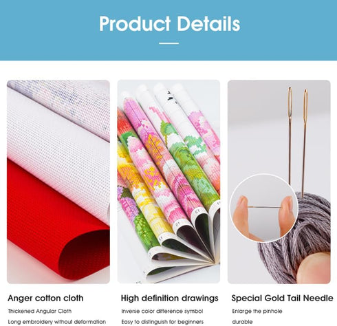 CROSSDECOR Cross Stitch Kit for Adults 14CT Stamped Patterns Cross Stitch with Needlepoint Package Printed On Aida Canvas Embroidery Cross-Stitch ...