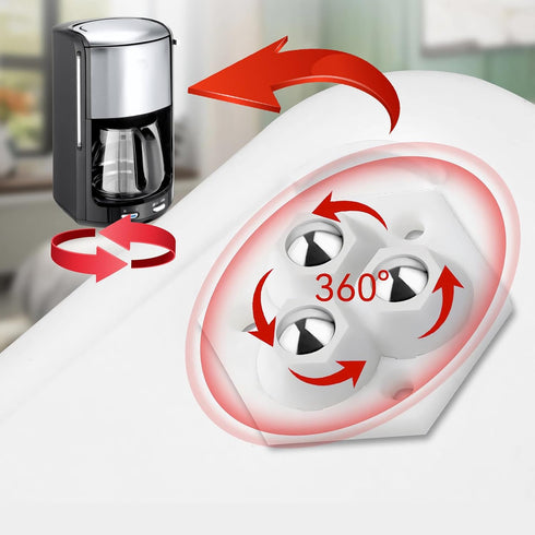 Self-Adhesive Caster Wheels with Stainless Steel Ball Bearings - Set of 8 | 360 Degree Swivel Wheels for Kitchen Appliances, Small Furniture, Stor...