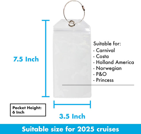 Cruise Tags - Cruise Ship Luggage Etag Holder with Zip Seal & Steel Loops (4 Pack)...