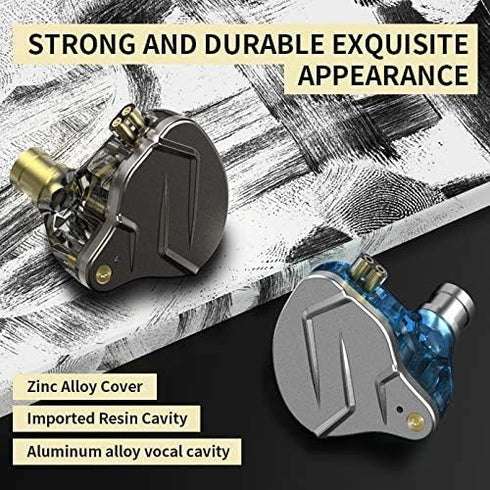 Linsoul KZ ZSN Pro Dual Driver 1BA+1DD Hybrid Metal Earphones HiFi in-Ear Monitor with Detachable Recessed 2Pin Cable, Zin Alloy Panel (Without Mi...